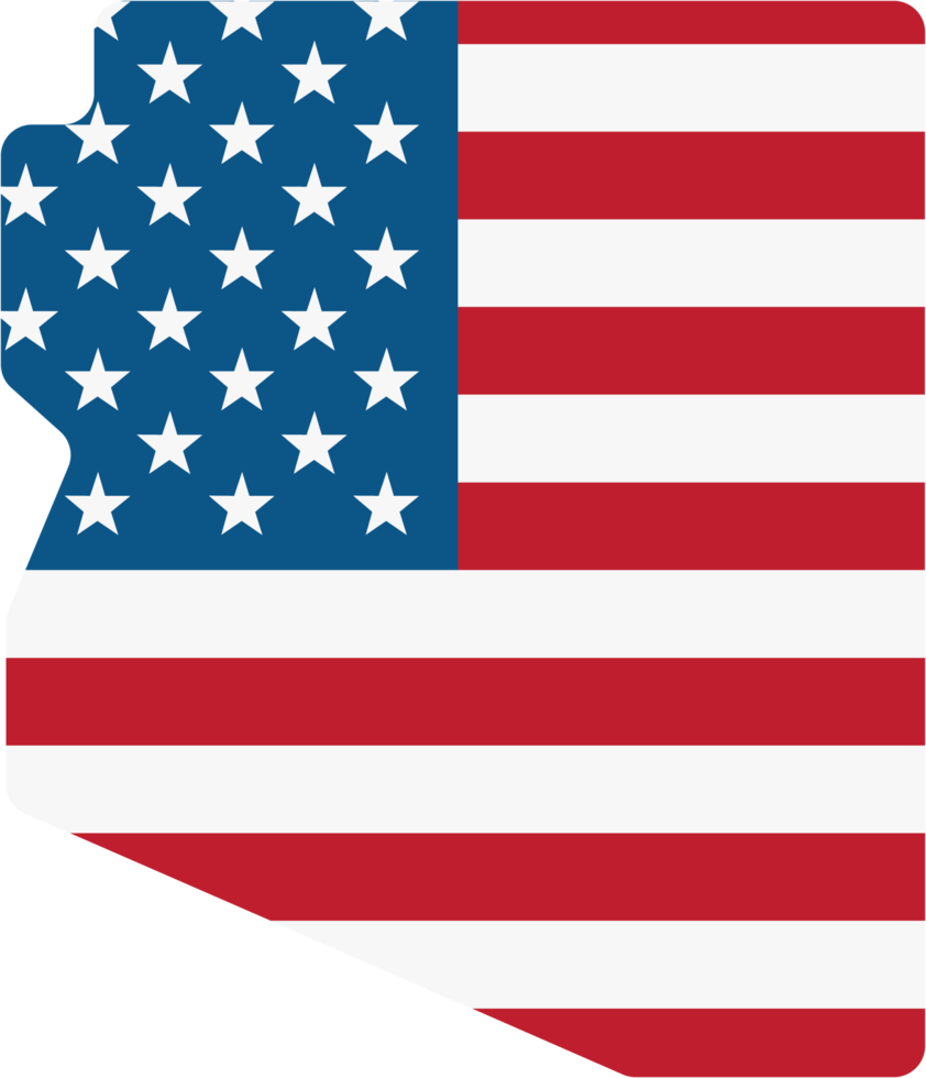 umrisszeichnung der arizona state map auf usa-flagge. png