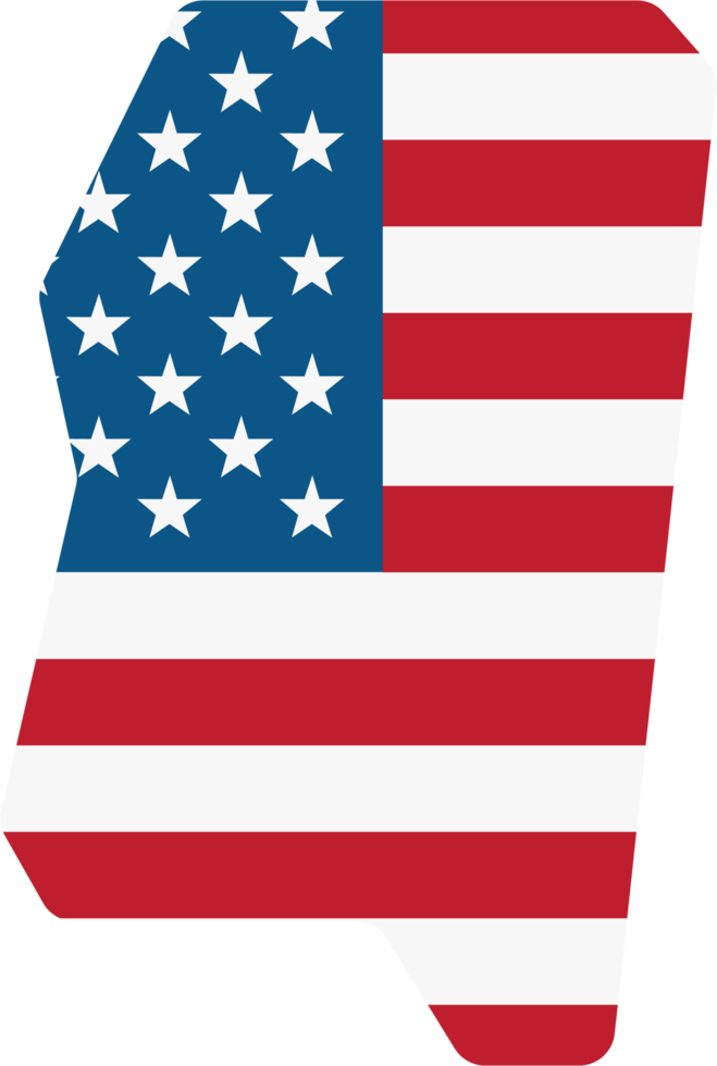 outline drawing of mississippi state map on usa flag. png