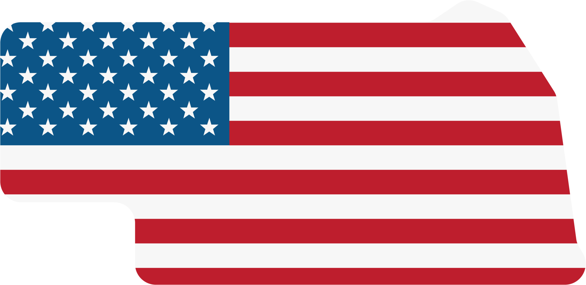 umrisszeichnung der staatskarte von nebraska auf usa-flagge. png