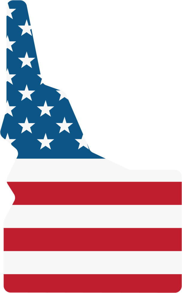 outline drawing of idaho state map on usa flag. png