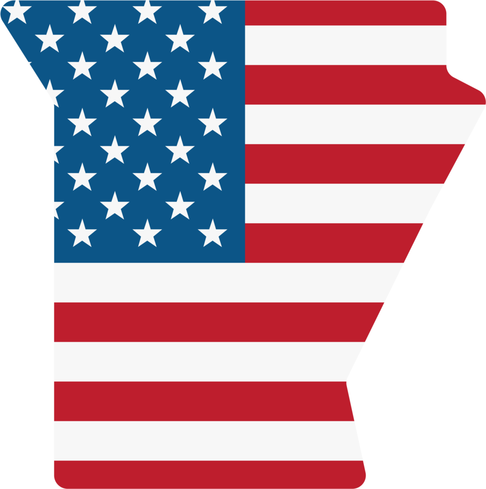 schets tekening van Arkansas staat kaart Aan Verenigde Staten van Amerika vlag. png