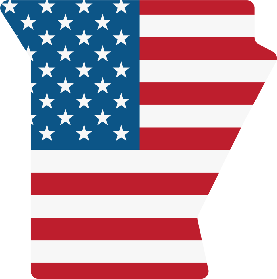 umrisszeichnung der staatskarte von arkansas auf usa-flagge. png