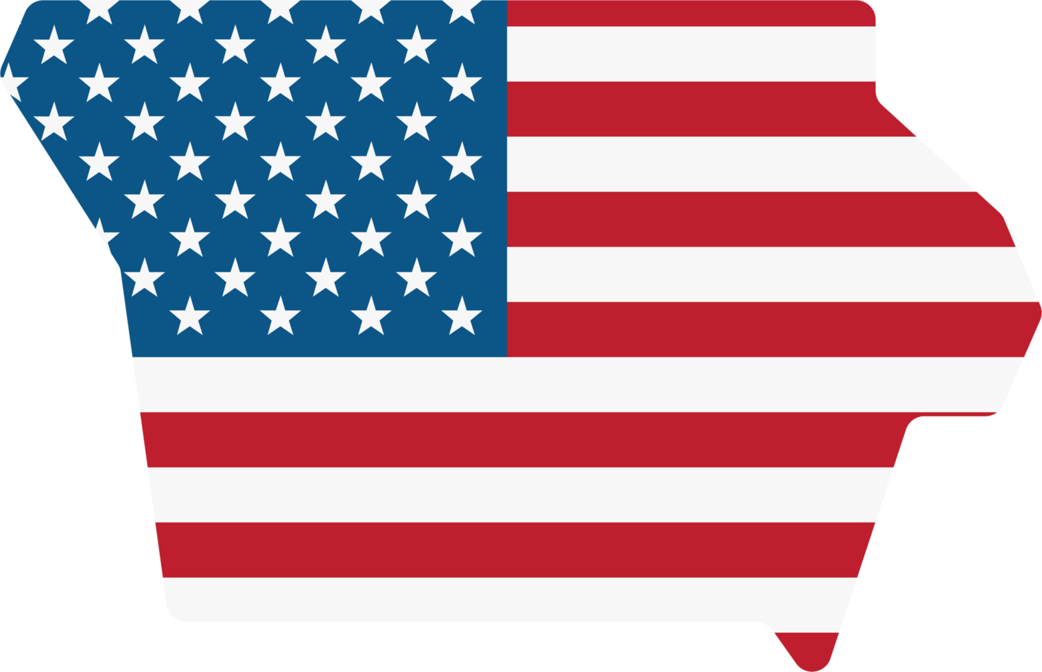 översikt teckning av iowa stat Karta på USA flagga. png