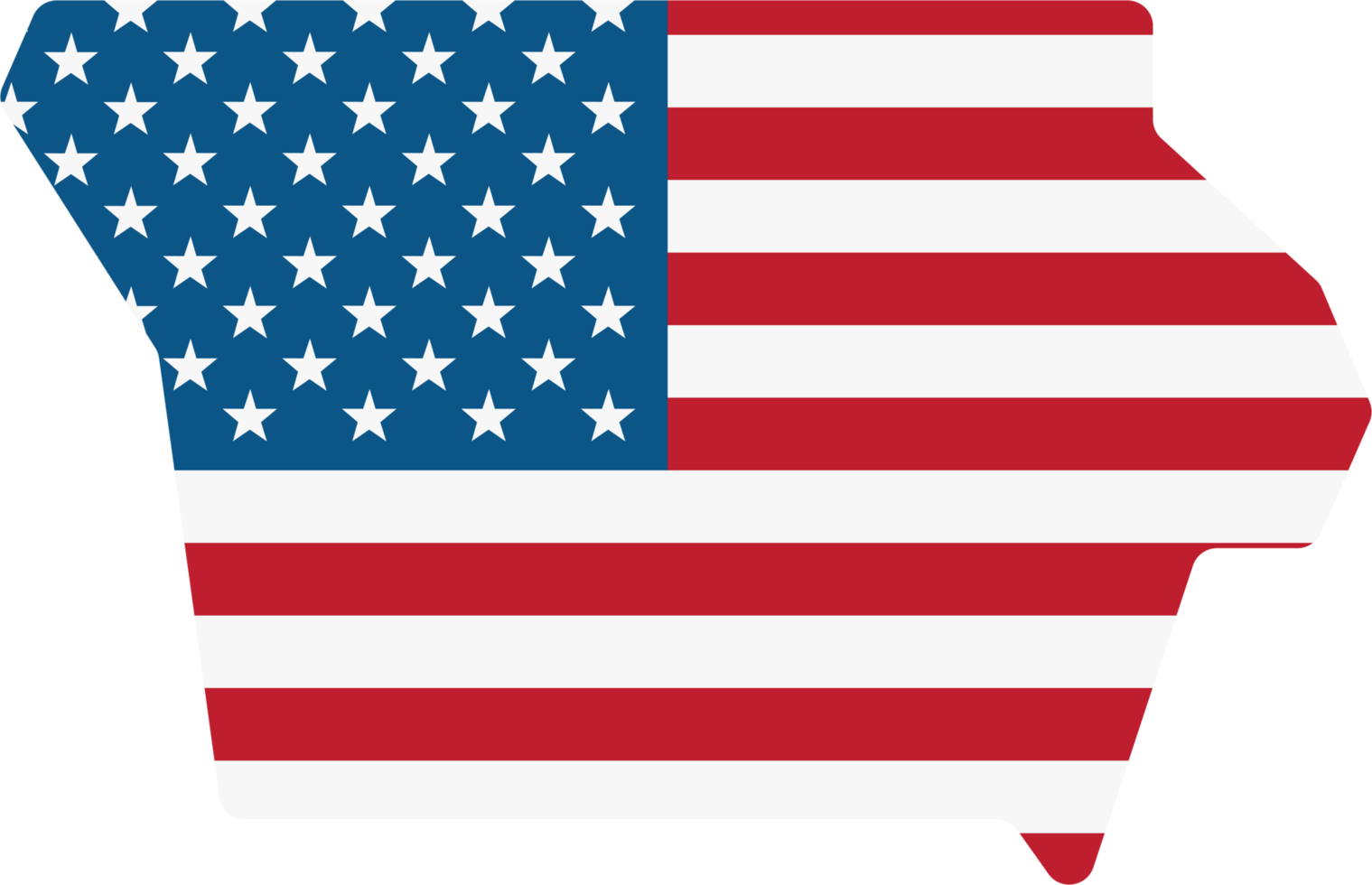 umrisszeichnung der iowa-staatskarte auf usa-flagge. png