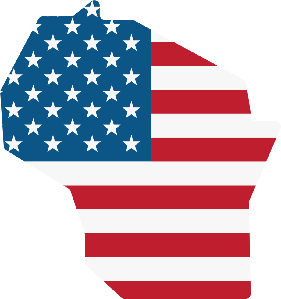 outline drawing of wisconsin state map on usa flag. png