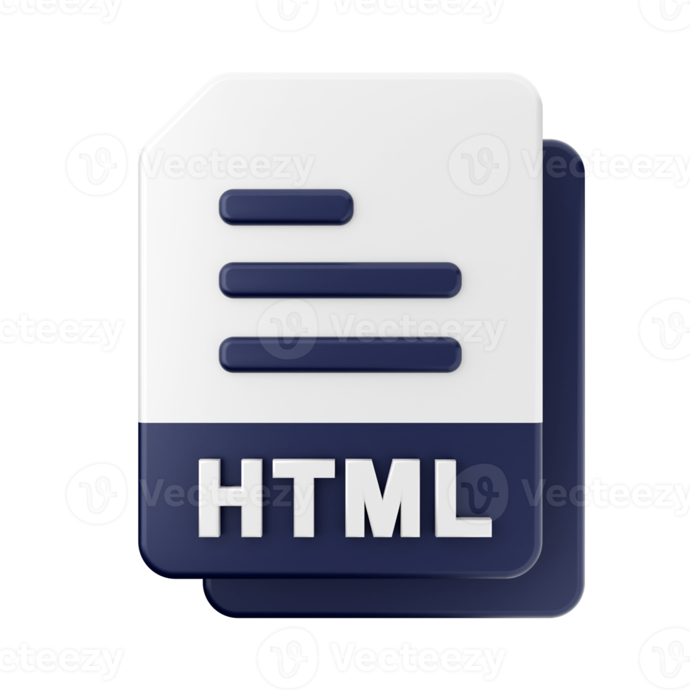 3d file HTML icon illustration png