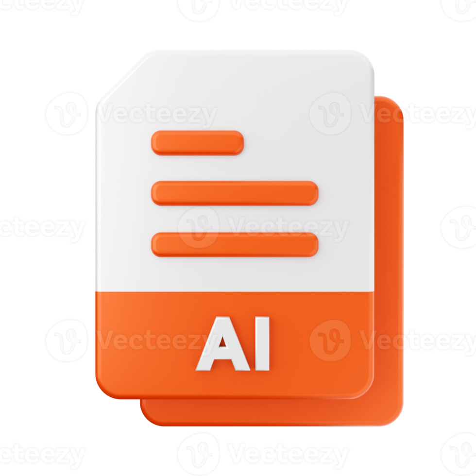 3d file AI icon illustration png