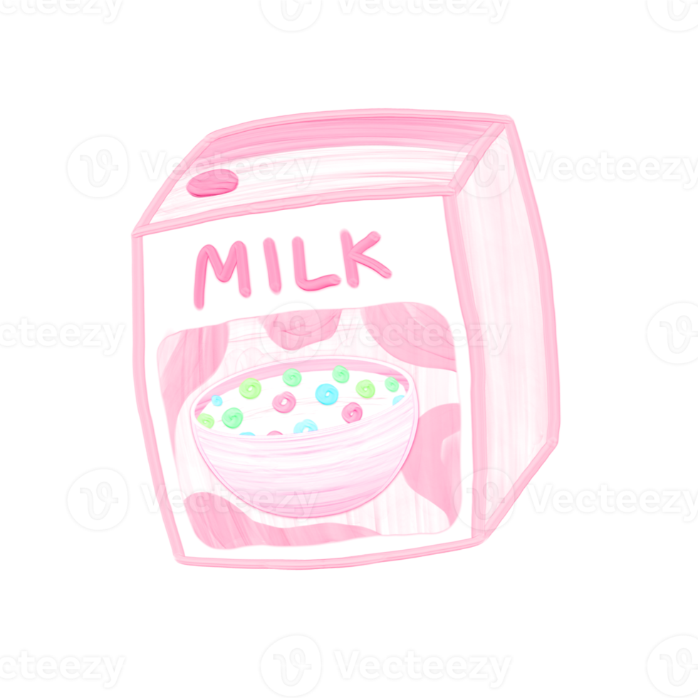 Cute milk stationary sticker oil painting png