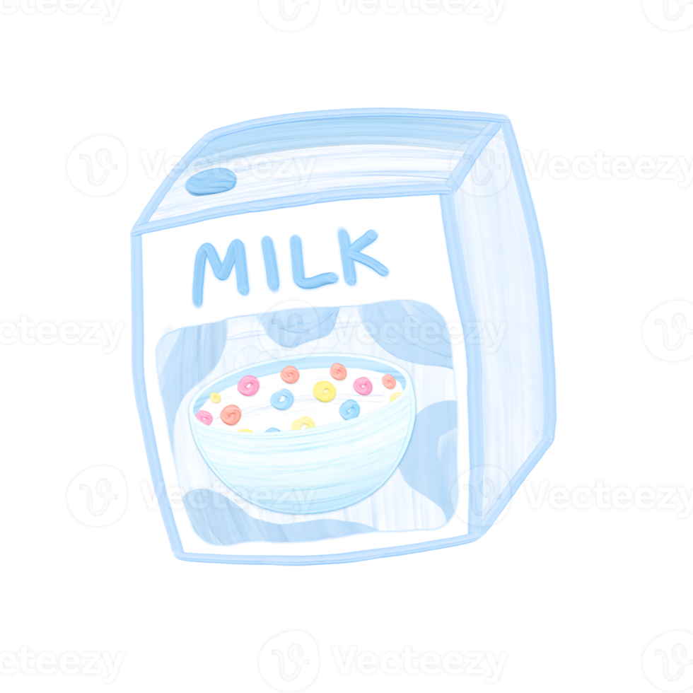 Cute milk stationary sticker oil painting png