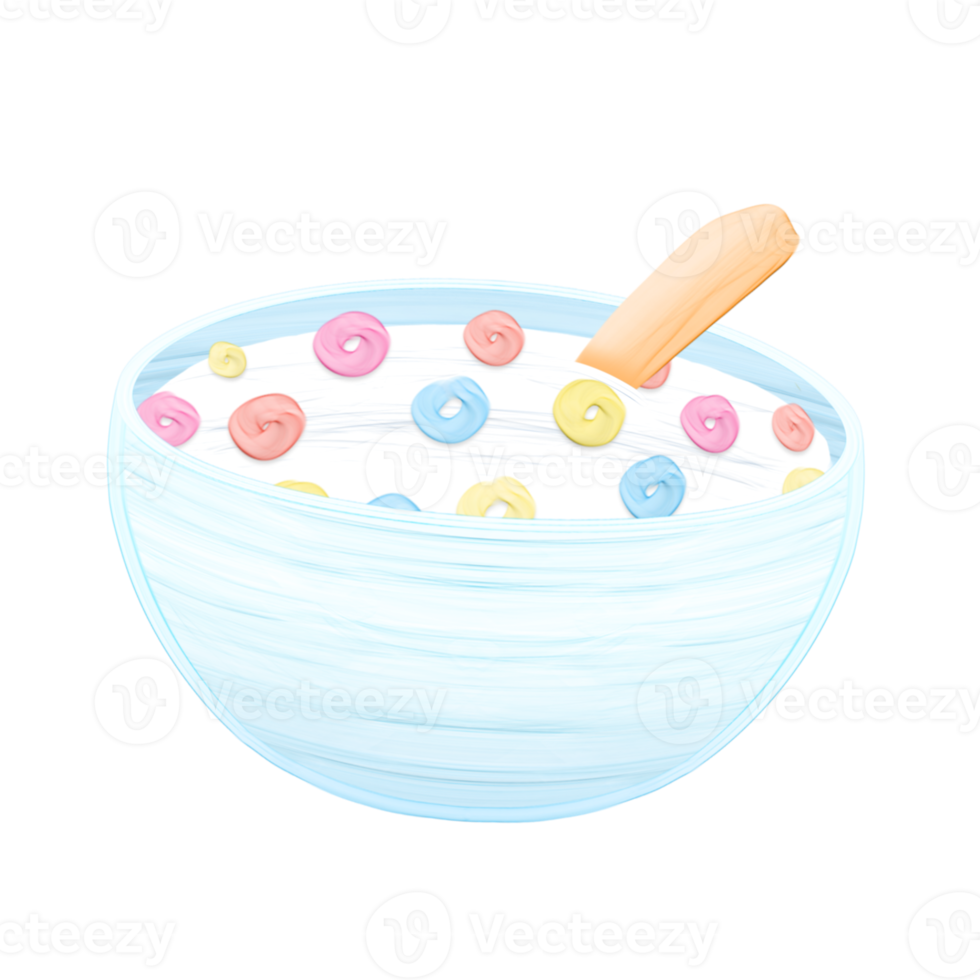 Cute milky cereal bowl stationary sticker oil painting png