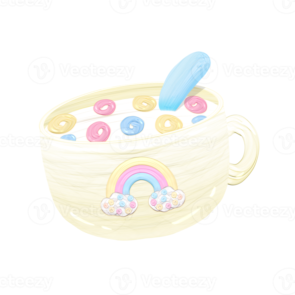 Cute milky cereal cup stationary sticker oil painting png