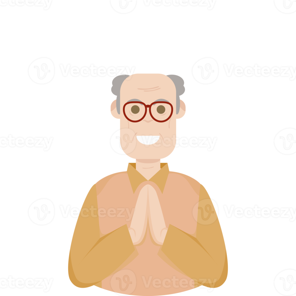 The Elderly Seventies Grandfather Character Face Old Man Smile png