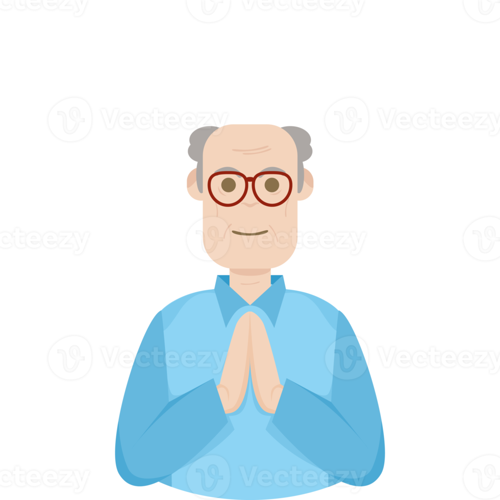 The Elderly Seventies Grandfather Character Face Old Man Smile png