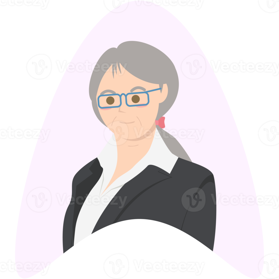 The Elderly Seventies Grandmother Nanny Character Face Avatar Glasses png