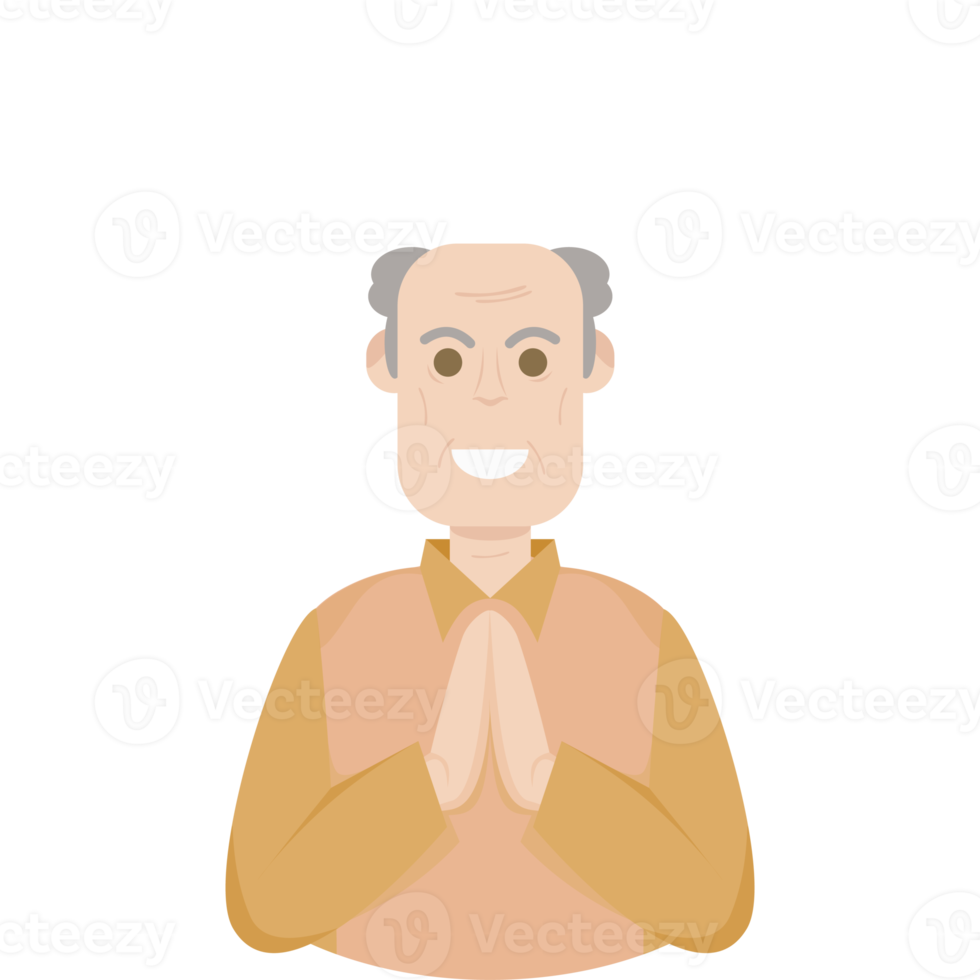 The Elderly Seventies Grandfather Character Face Old Man Smile png