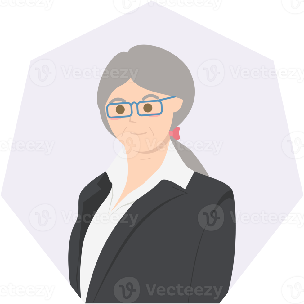 The Elderly Seventies Grandmother Nanny Character Face Avatar Glasses png