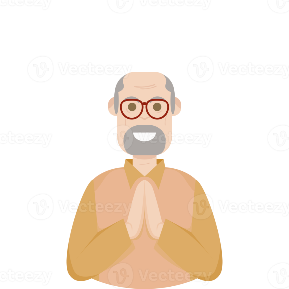 The Elderly Seventies Grandfather Character Face Old Man Smile png