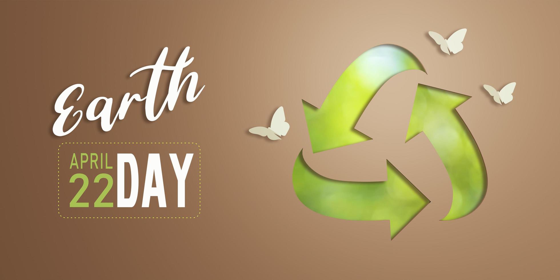 3d Rendering. Recycle icon eco papercut on brown background. Earth day concept. photo