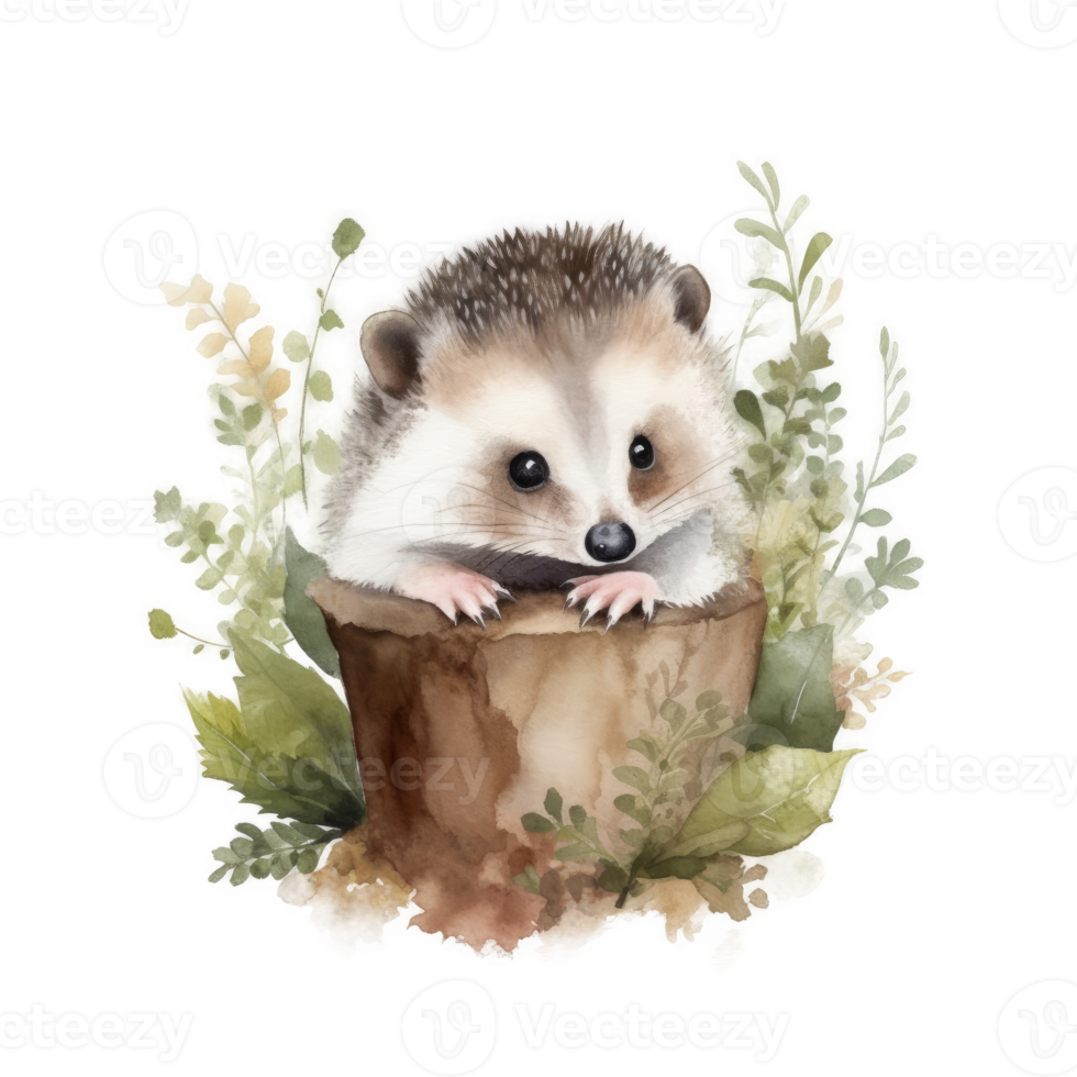 Cute watercolor hedgehog. png