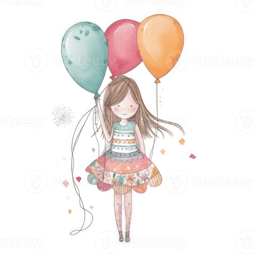 Girl with balloons png