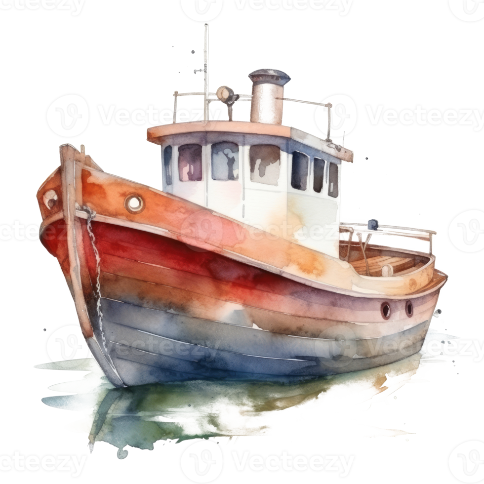 Watercolor boat cutout png