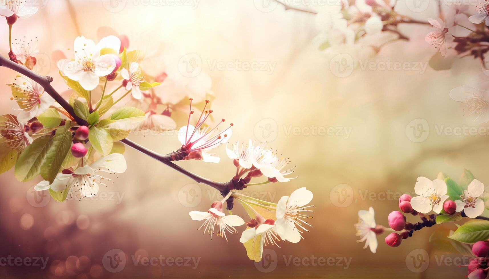 naturaleza antecedentes con primavera floreciente flores generativo ai foto