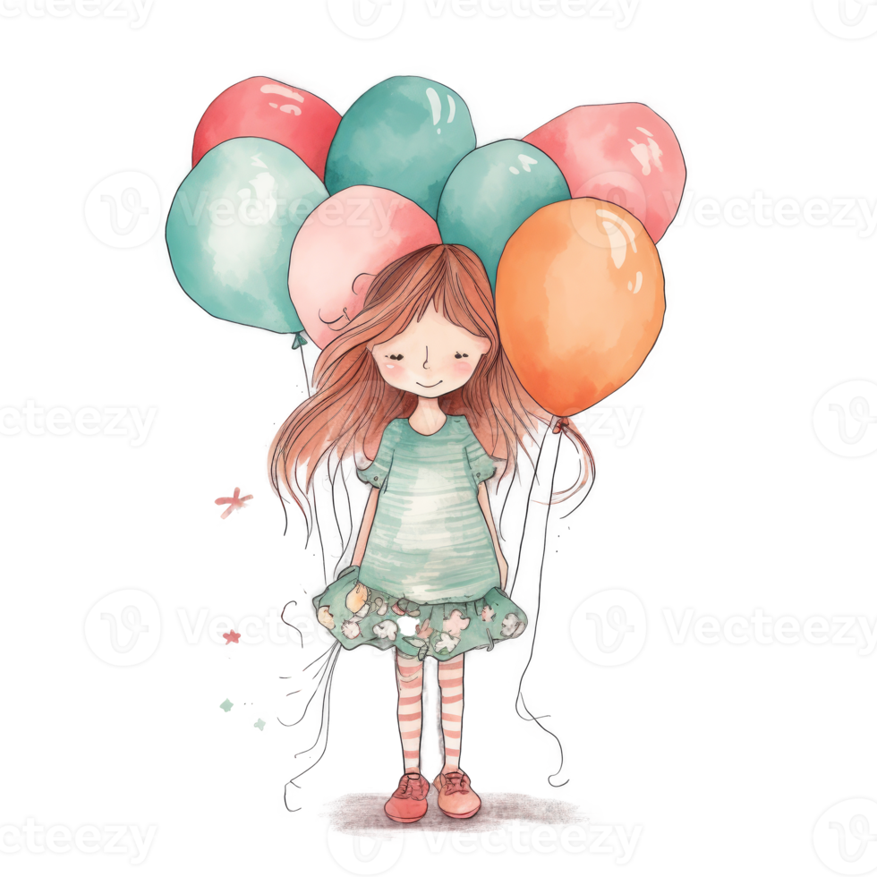 Girl with balloons png