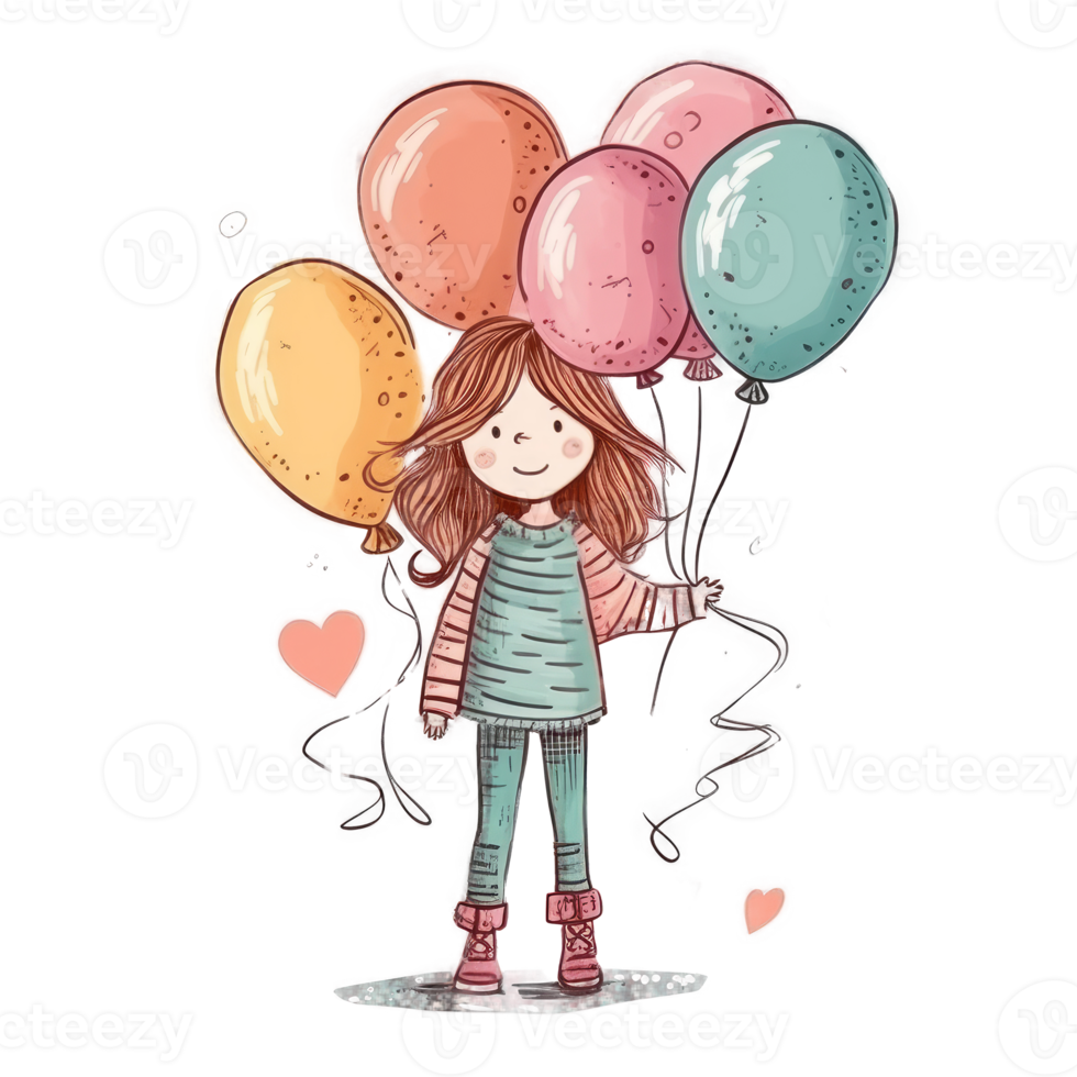 Girl with balloons png