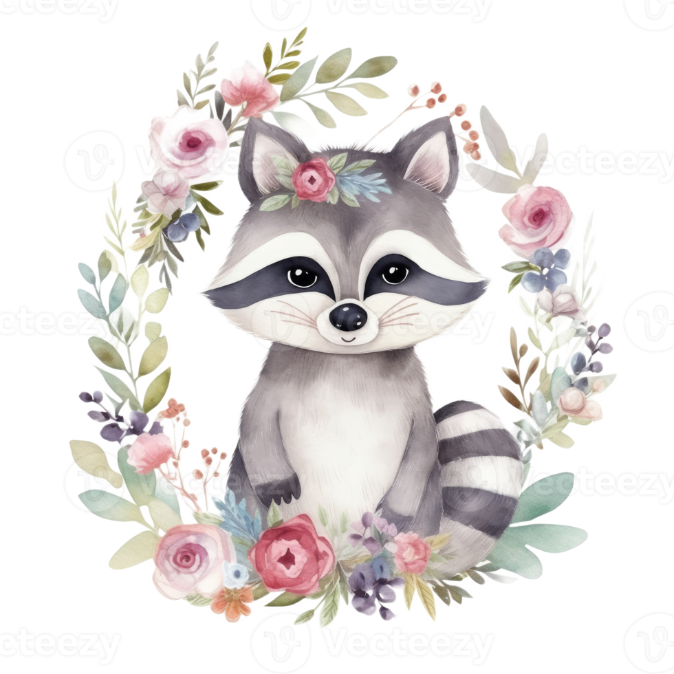 Watercolor raccoon cutout png