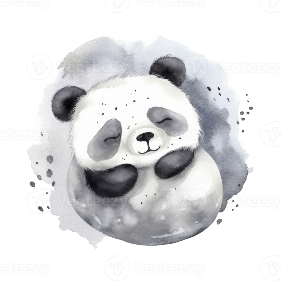 Cute watercolor night panda. png