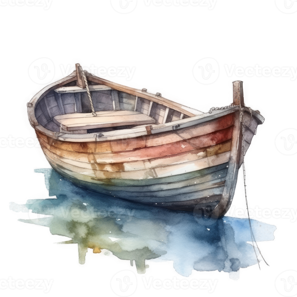 Watercolor boat cutout png