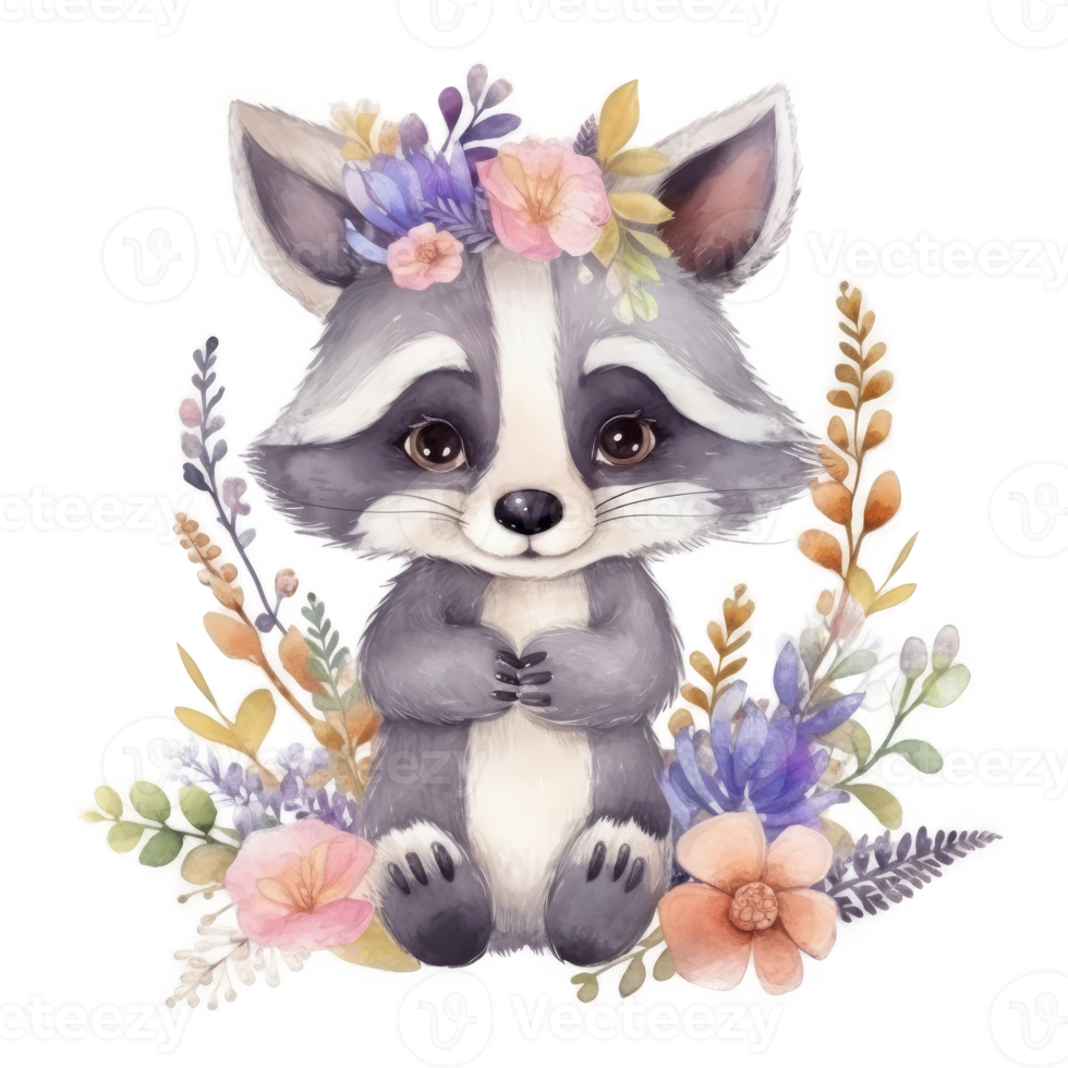 Watercolor raccoon cutout png