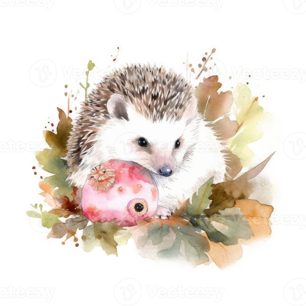 Cute watercolor hedgehog. png