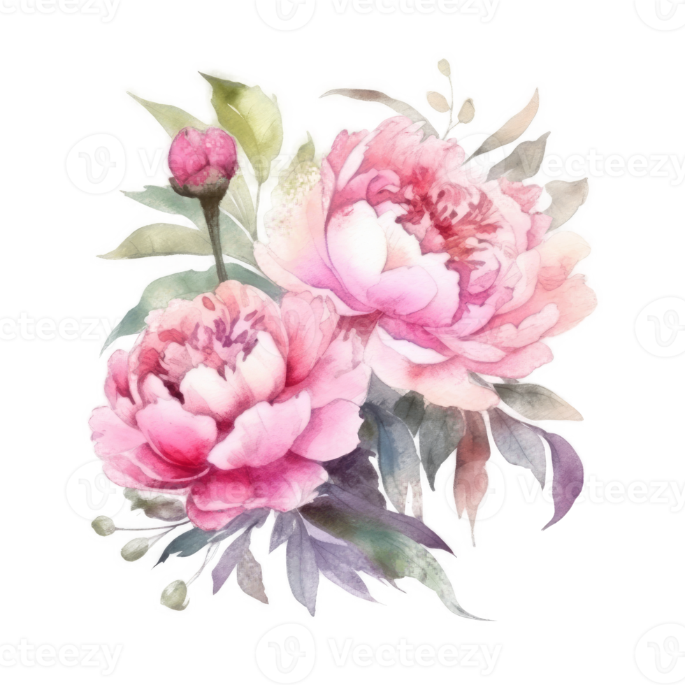 Elegant watercolor peony flower bouquet. png