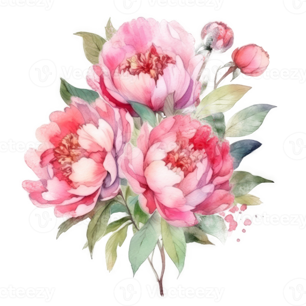 élégant aquarelle pivoine fleur bouquet. png