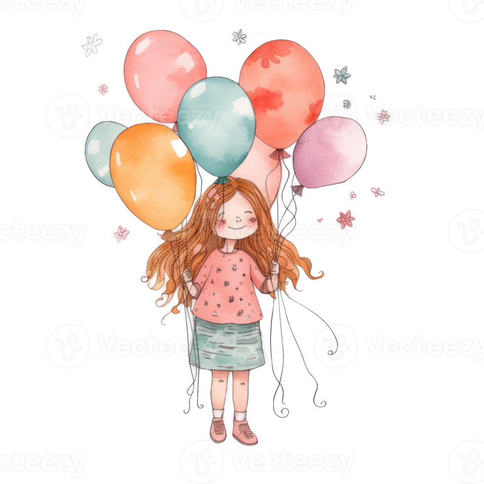 Girl with balloons png