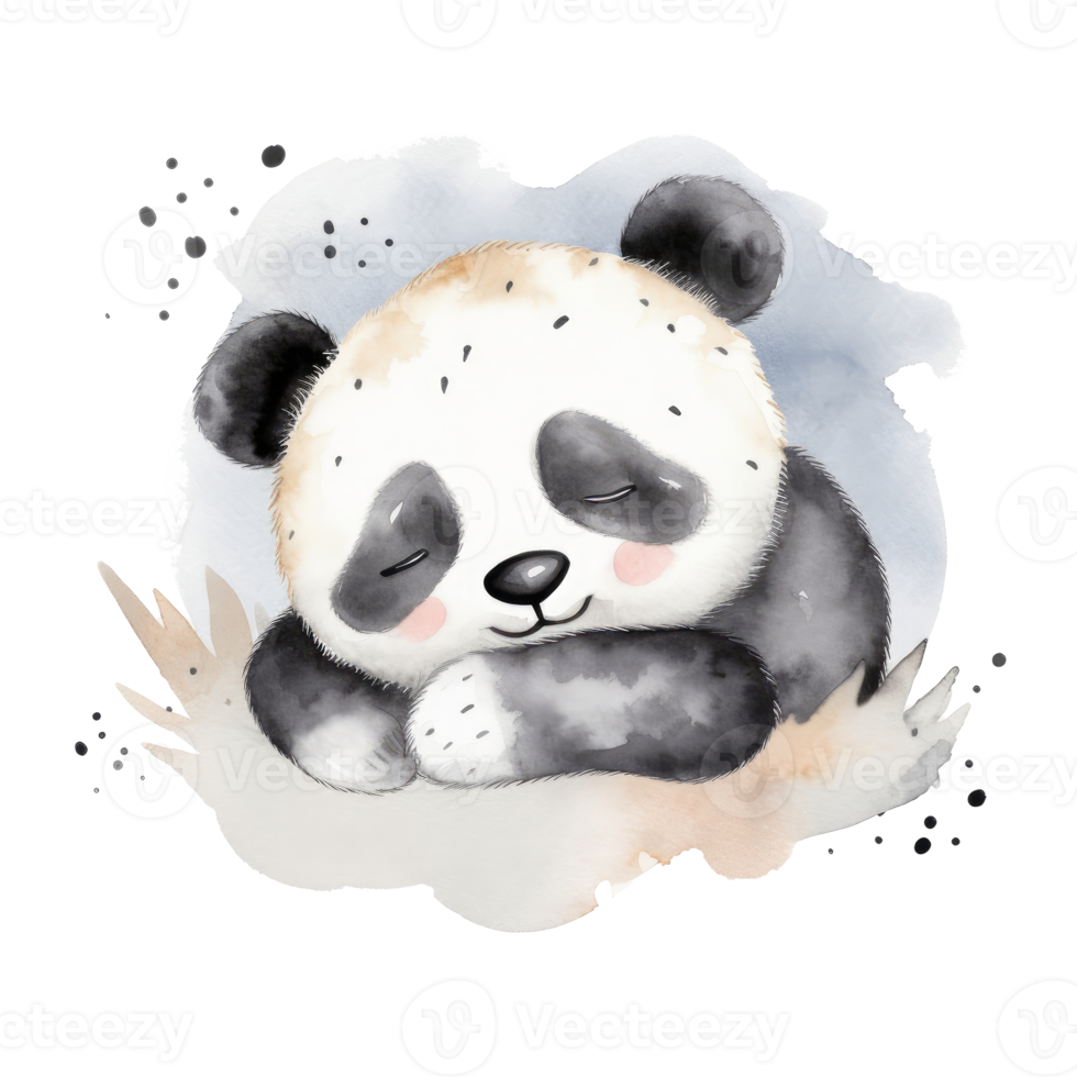 Cute watercolor night panda. png