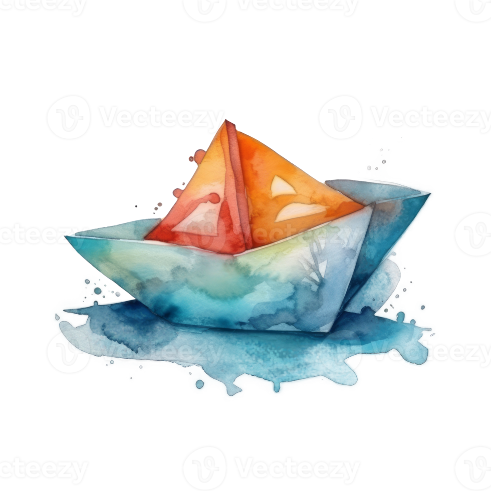 Watercolor boat cutout png