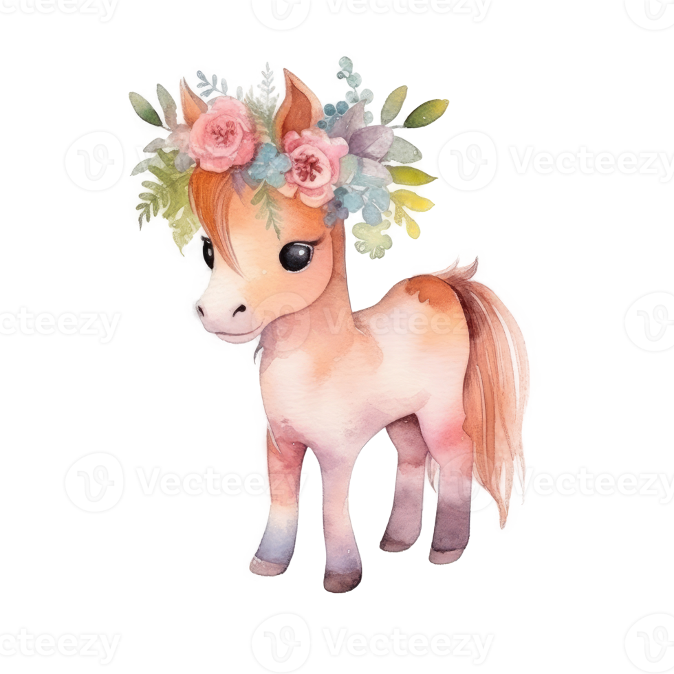 Cute watercolor pony png