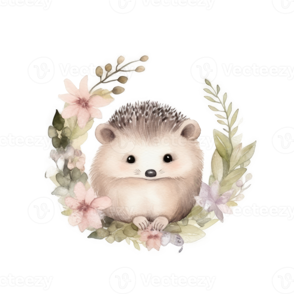 Cute watercolor hedgehog. png