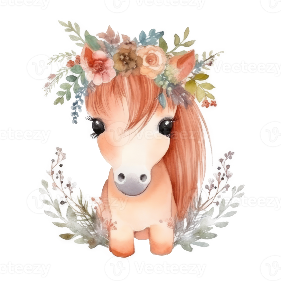 mignonne aquarelle poney png