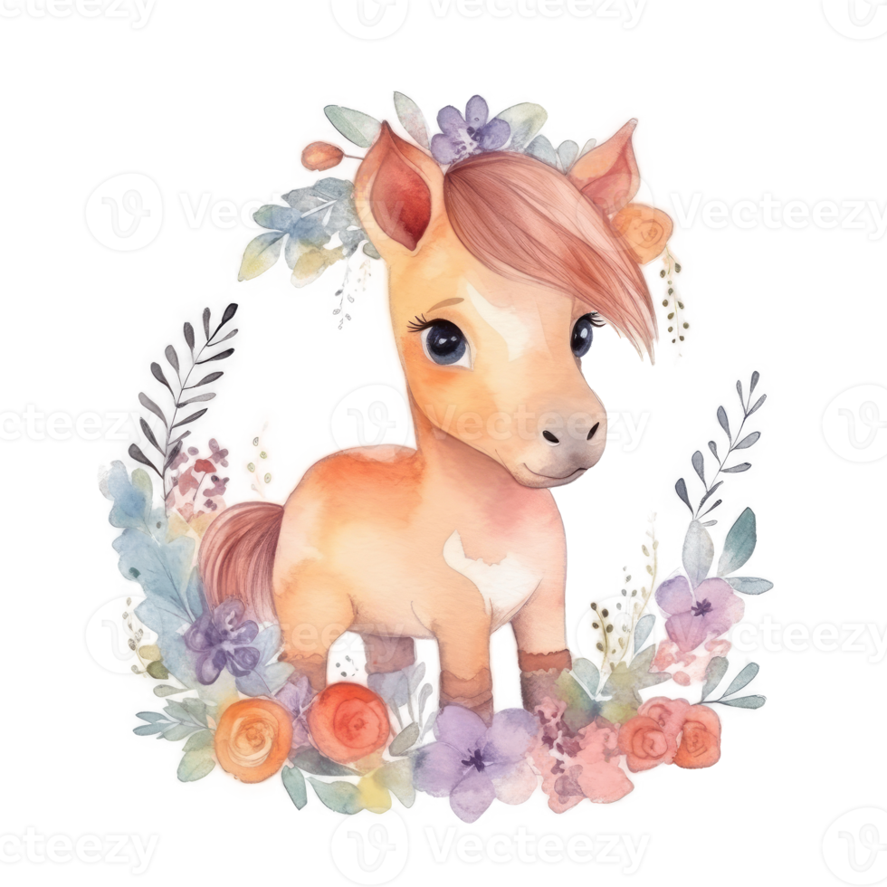Cute watercolor pony png