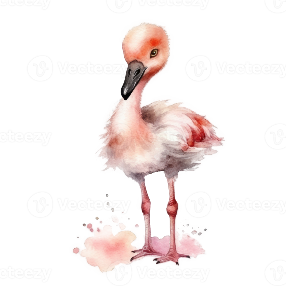 Pink watercolor flamingo png