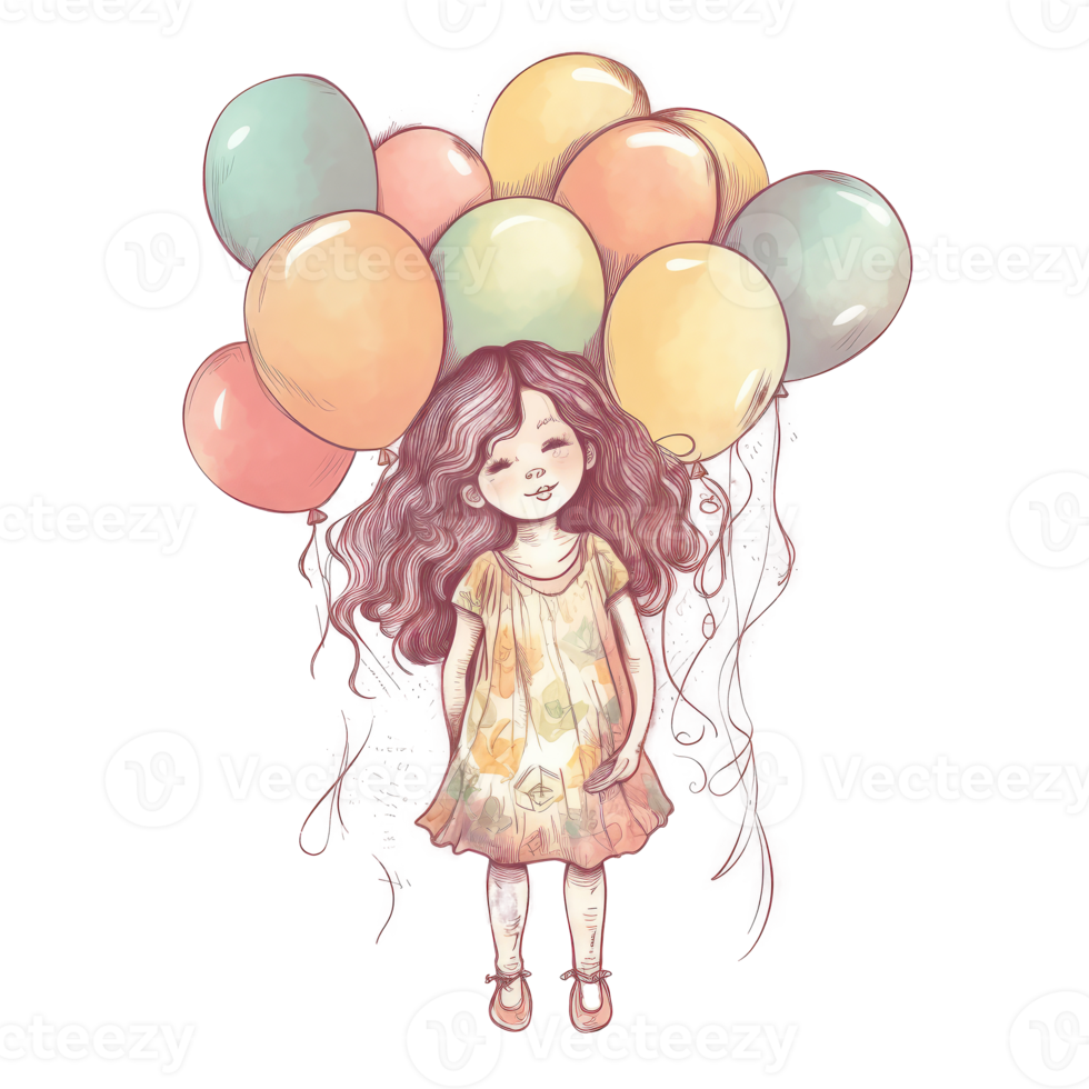 Girl with balloons png