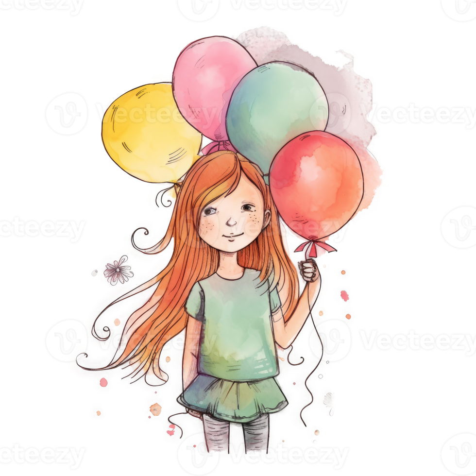 Girl with balloons png