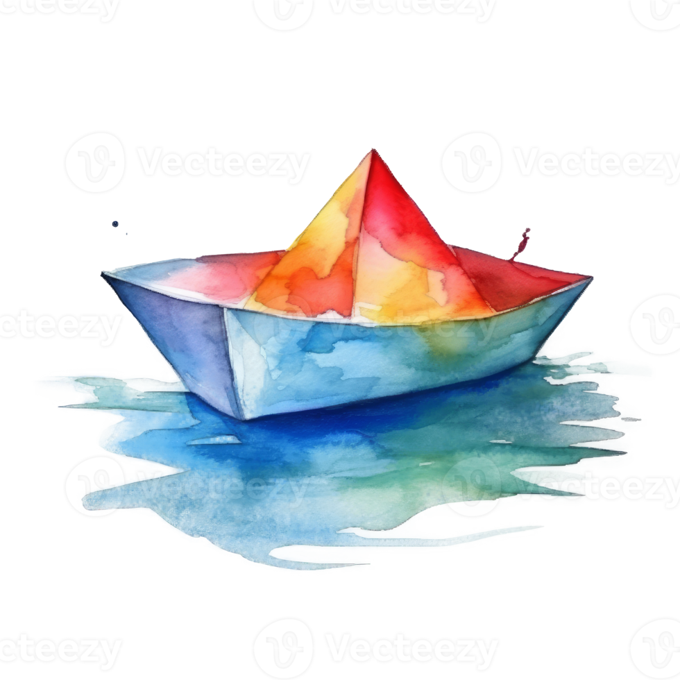 Watercolor boat cutout png