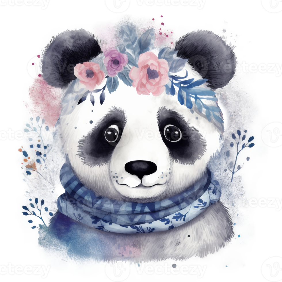 mignonne aquarelle Panda isolé. png