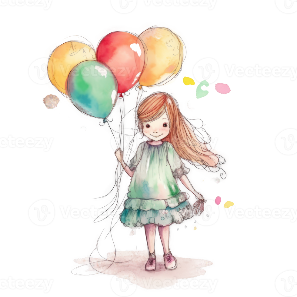 Girl with balloons png
