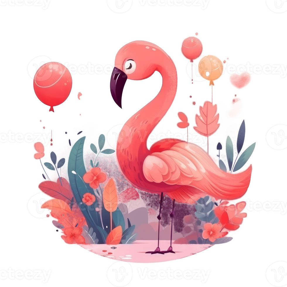 roze waterverf flamingo. png