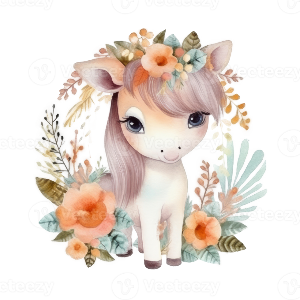 Cute watercolor pony png